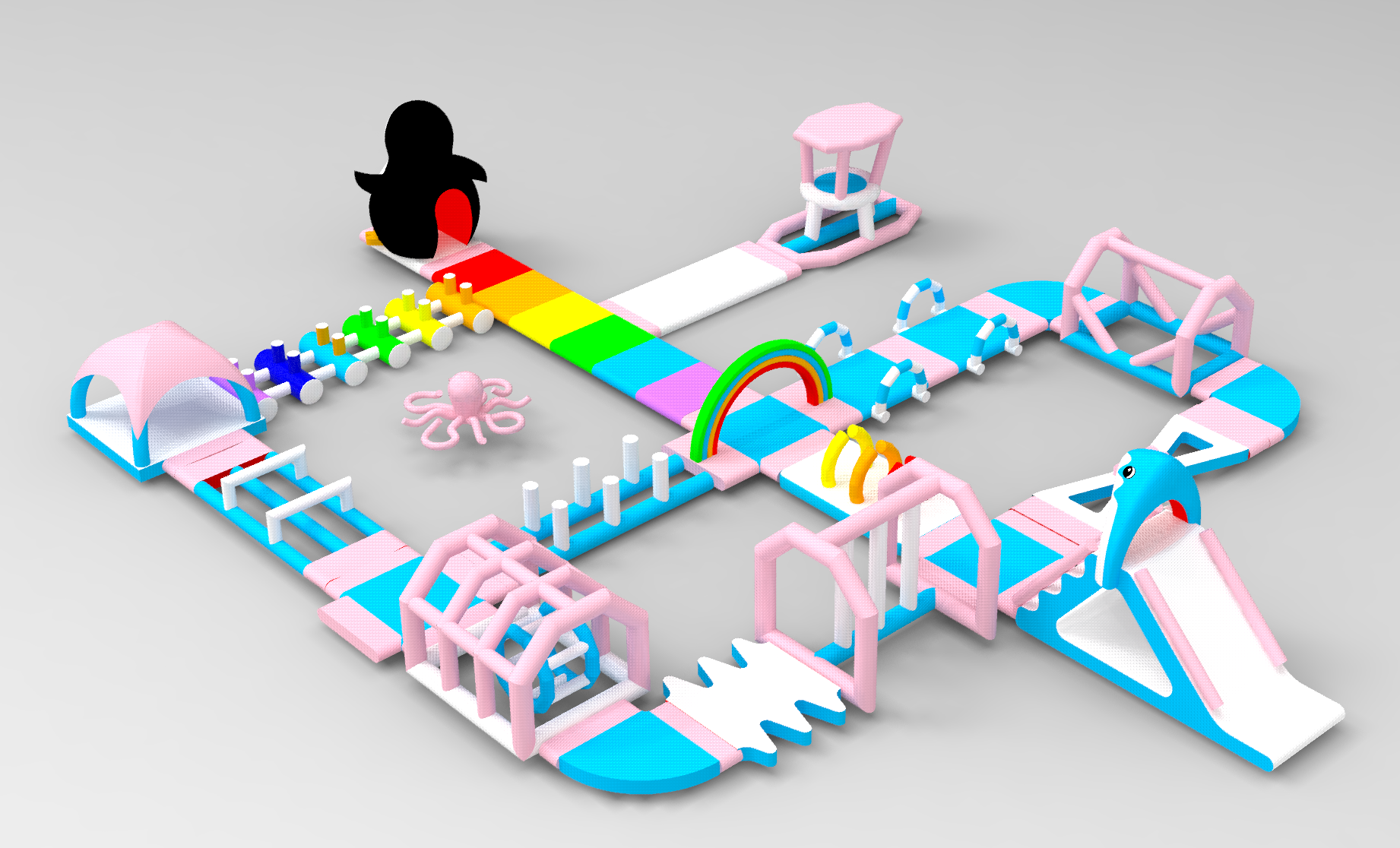 水上闖關 閉氣海上障礙物 夏季活力活力大沖關挑戰