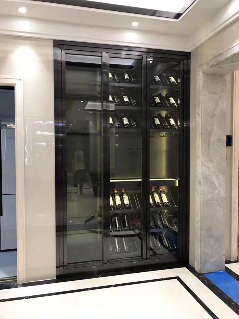 定制紅酒架玫瑰金拉絲展示酒柜架不銹鋼酒窖酒柜酒莊恒溫酒柜