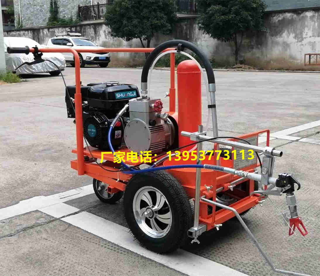 潛江市停車位手扶熱熔劃線機廠區路面熱熔劃線一體機交通線標線機