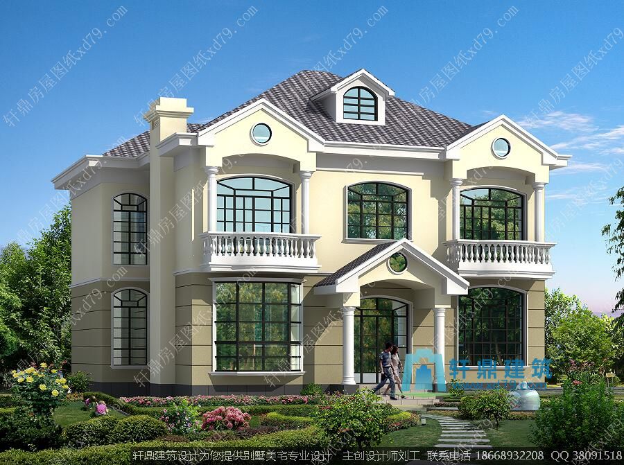 14x14米二層實用自建房別墅設計圖