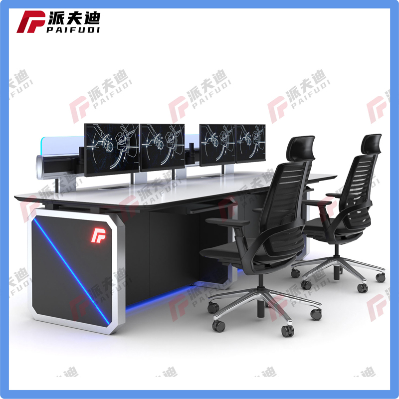 安防監控操作臺簡約現代豪華科技感電腦工作臺機柜操控臺加厚定制
