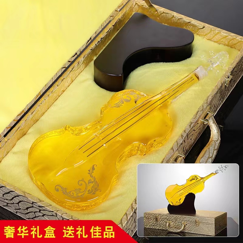 河間華企小提琴酒瓶高檔玻璃酒瓶異形玻璃工藝酒瓶高硼硅玻璃酒瓶