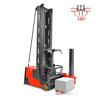 優(yōu)耐飛人上型三向堆垛車大幅度提高倉庫容量