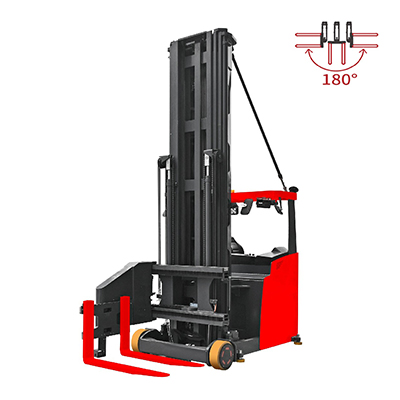 優(yōu)耐飛座駕式三向叉車堆垛凈通道僅需1.6米