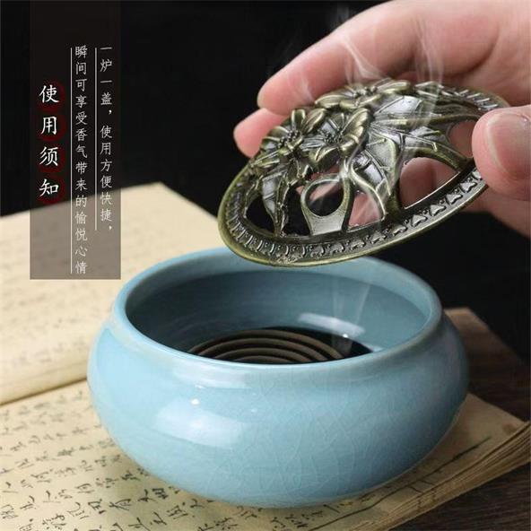 民艾天下家用香爐陶瓷空氣凈化爐盤香式香爐除臭房間香薰